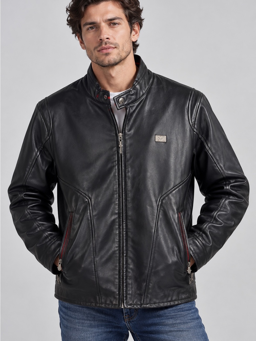 NWOT Vegan Leather Zip Jacket